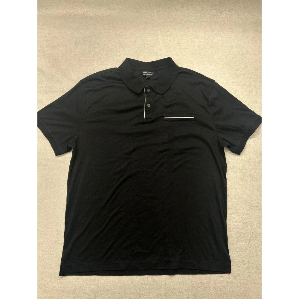 Banana Republic Luxe Touch Performance Polo Shirt Mens Large Black
